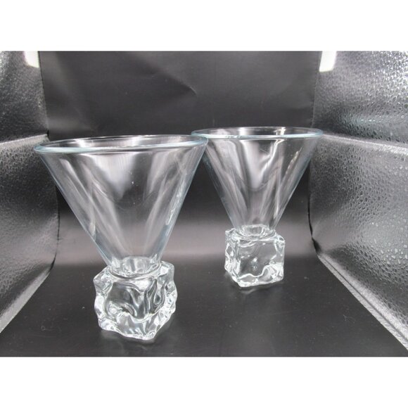 Set of 2 Vintage Disaronno Melting Ice Cube Base Martini Glasses Made in Italy - Picture 9 of 16